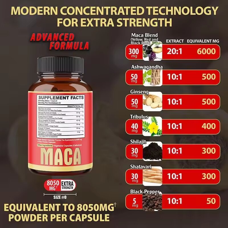 Ginseng Maca Capsules - Vanwin 90 Count Male Energy Endurance Support