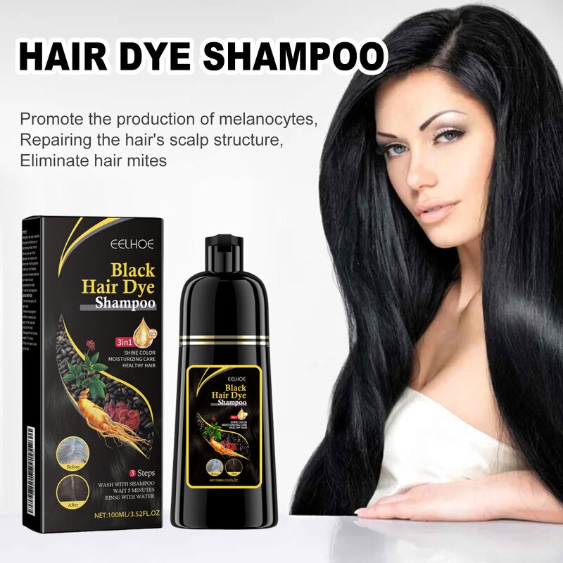 Hair Dye Cream - EELHOE 100ml Natural Herbal 3-IN-1 Black Brown Hair Color