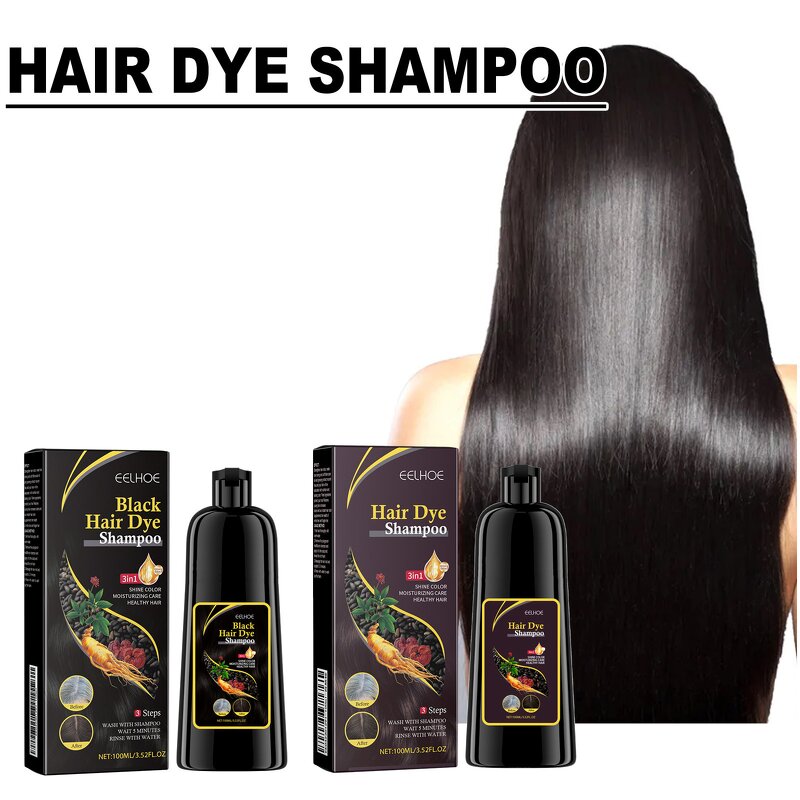 Hair Dye Cream - EELHOE 100ml Natural Herbal 3-IN-1 Black Brown Hair Color