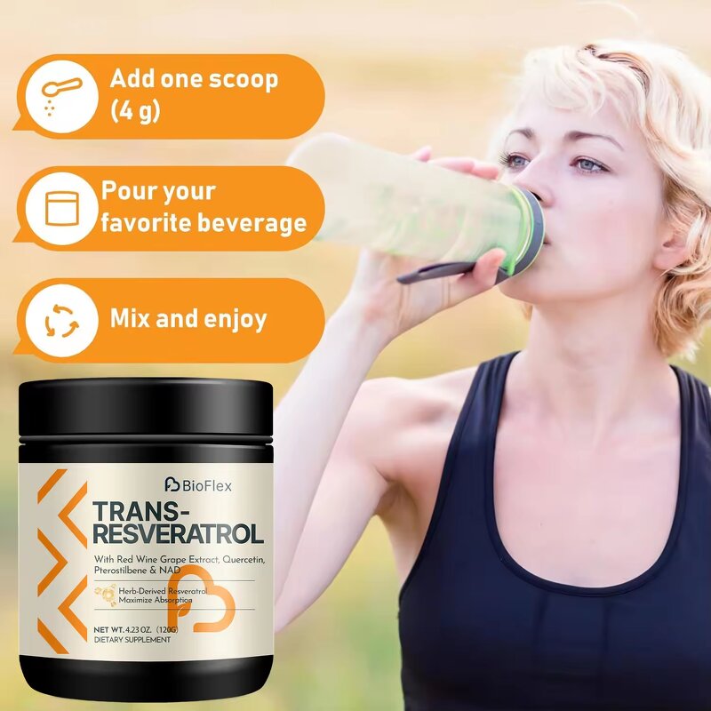 NAD Resveratrol Powder - High Quality 4000mg Sugar Free Quercetin Antioxidant