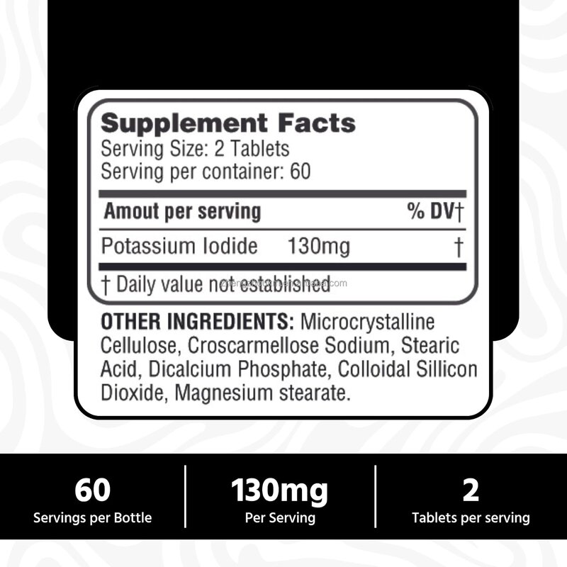 Potassium Iodine Tablets - 130mg 120 Count Immunity Thyroid Support