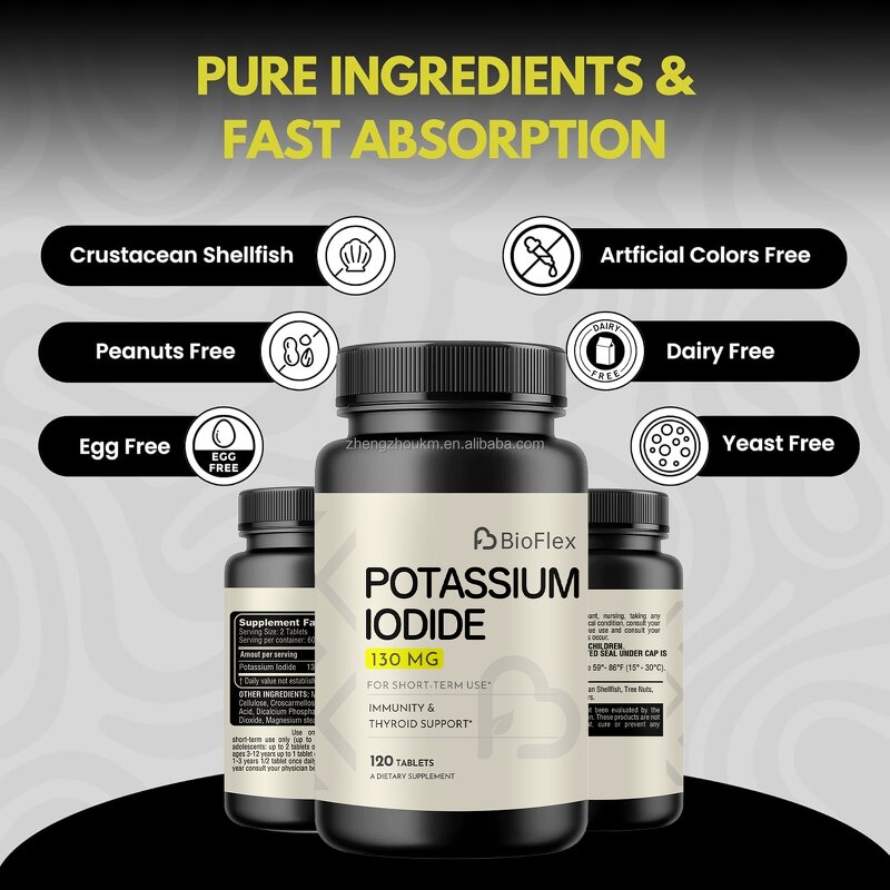 Potassium Iodine Tablets - 130mg 120 Count Immunity Thyroid Support