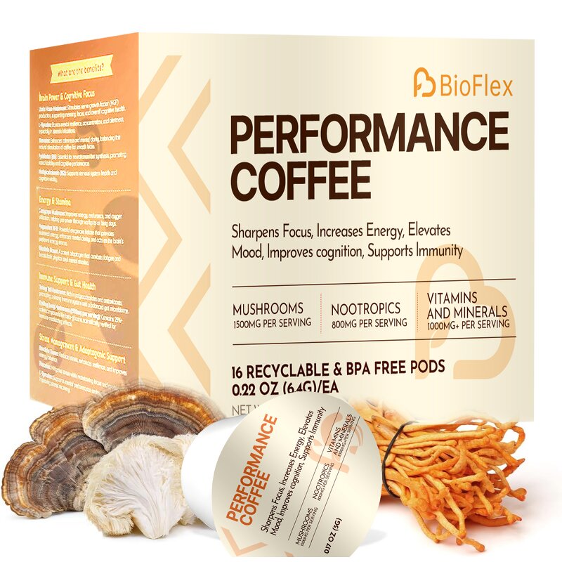 Mushroom Coffee Powder - Vanwin Custom Organic Immunity Energy Boost Box