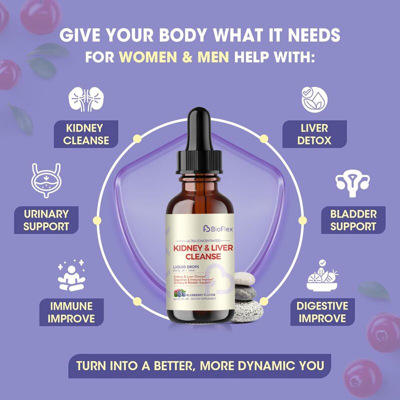 Kidney Liver Cleanse Drops - Vanwin Custom Blueberry Organic Herbal Supplement