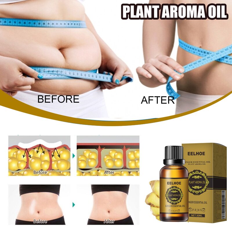 Ginger Essential Oil - 30 ml Therapeutic Slimming Belly Drainage Fat Weight Loss