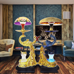 Hookah Set Manufacturer - New Resin Peacock Arabic Style Portable with LED Light