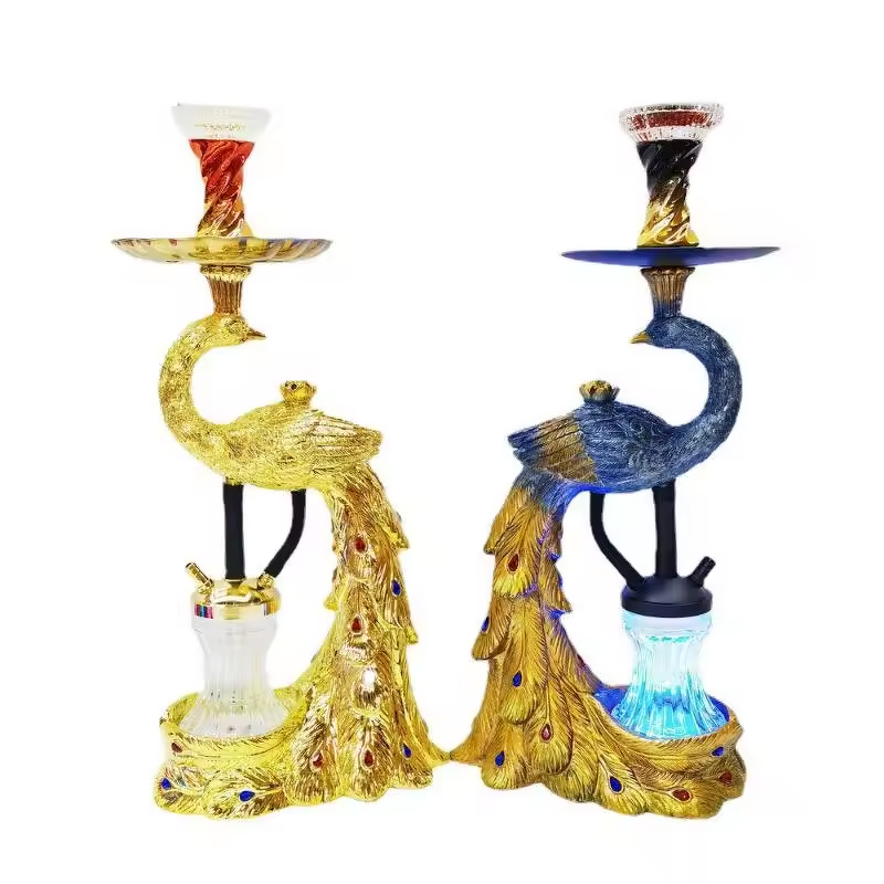 Hookah Set Manufacturer - Luxury Aluminum Resin Lacquer Free Type Peacock with LED