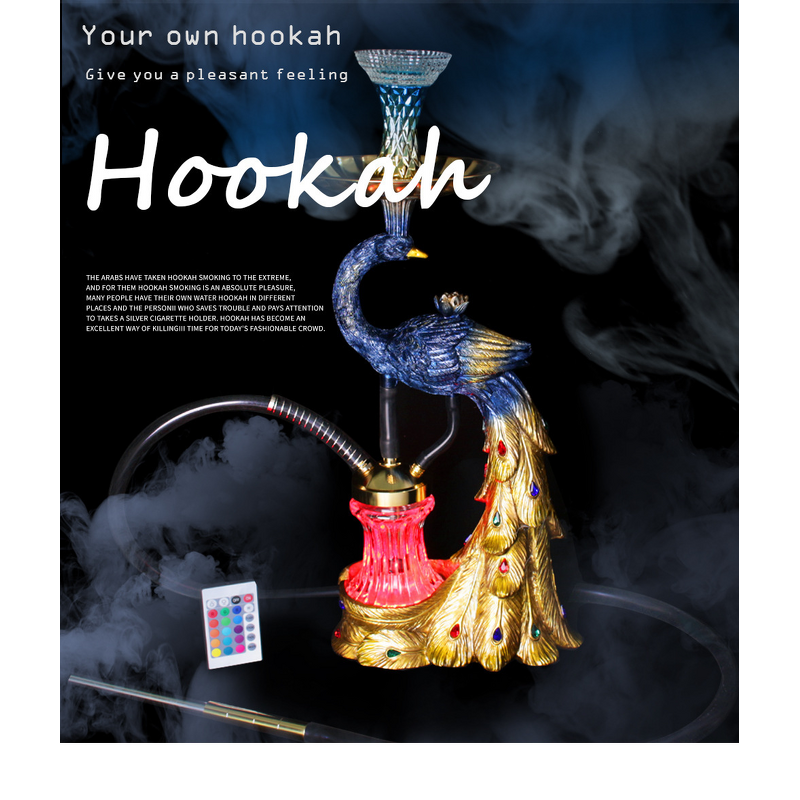 Hookah Set Manufacturer - Luxury Aluminum Resin Lacquer Free Type Peacock with LED