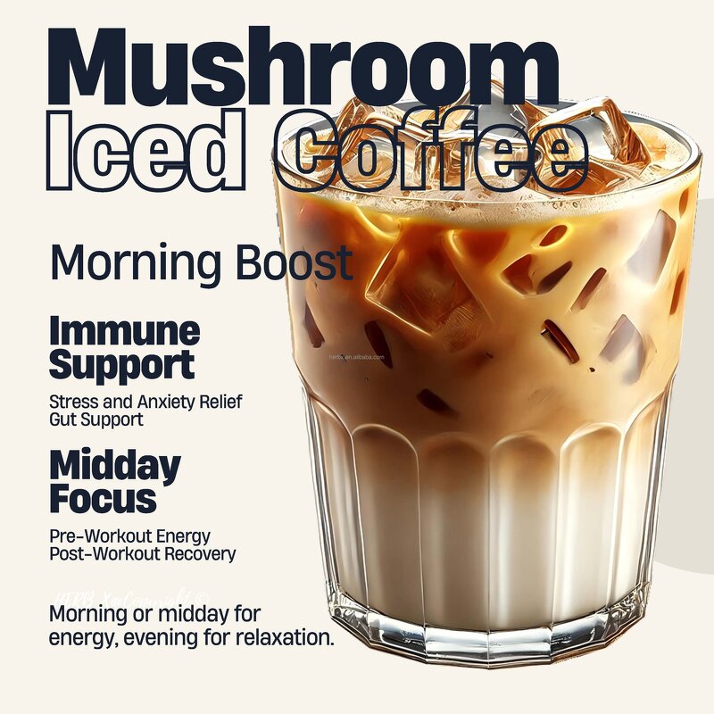 Organic Mushroom Coffee - Custom Logo All in 1 Chaga Lions Mane Cordyceps Slimming