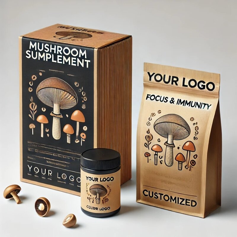 Organic Mushroom Coffee - Custom Logo All in 1 Chaga Lions Mane Cordyceps Slimming