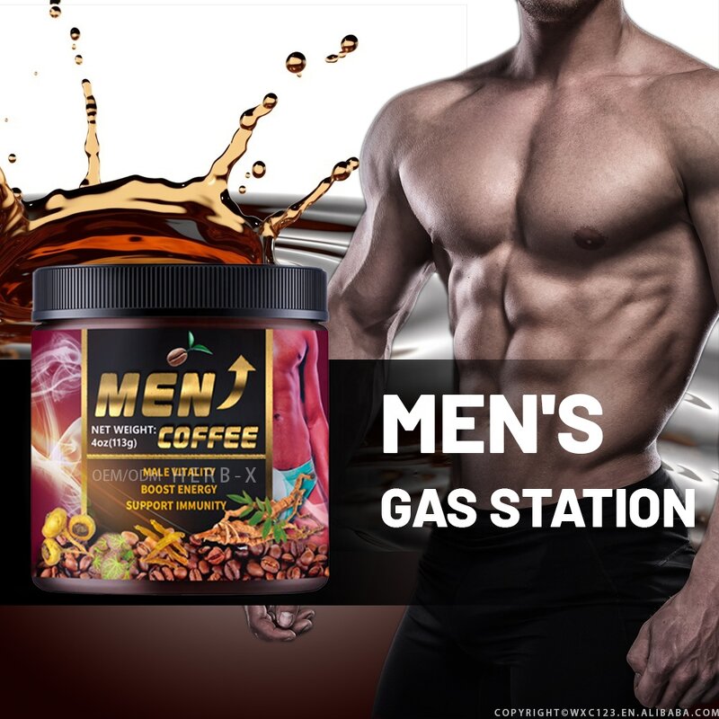 Instant Maca Coffee for Men - Tongkat Ali Ginseng Root Extract Energy Strength Private Label