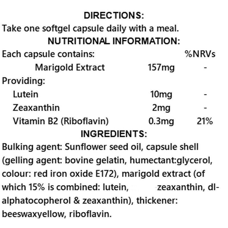 Eye Health Capsules - 90 Day Pack Lutein Zeaxanthin Vitamin B2 Eye Supplement