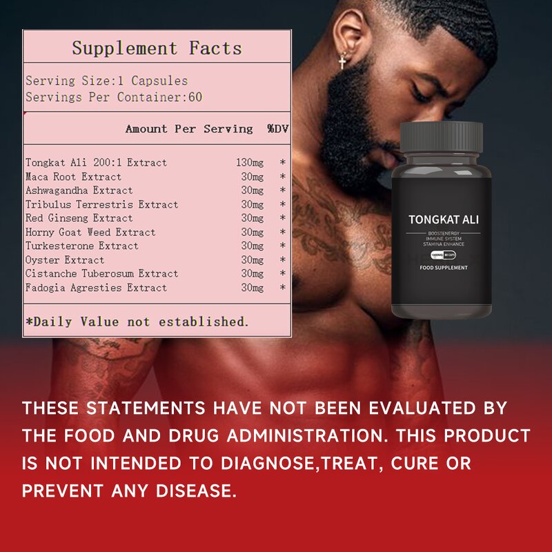 X-POWER-MEN Capsules - Tongkat Ali Eurycoma Longifolia Root Powder Longjack Supplement
