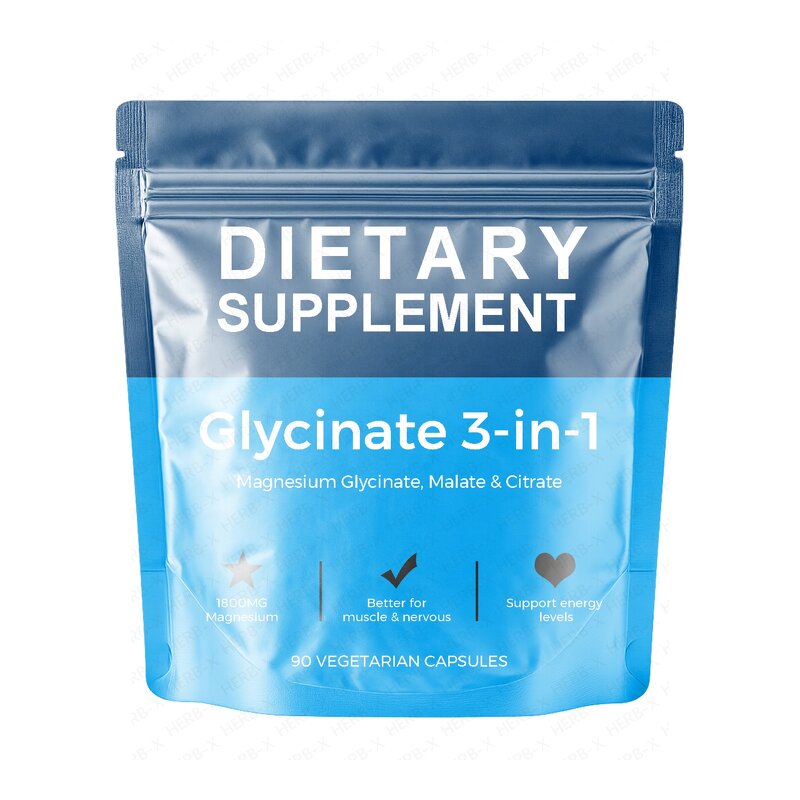 Triple Magnesium Tablets - 1800mg Glycinate Malate Citrate 90 Vegan Muscle Nerve Support