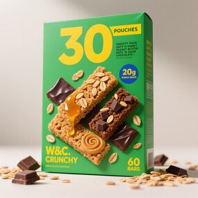 Granola Bars Bulk - Custom Formula 60 Bars 20g Whole Grain No Artificial Additives