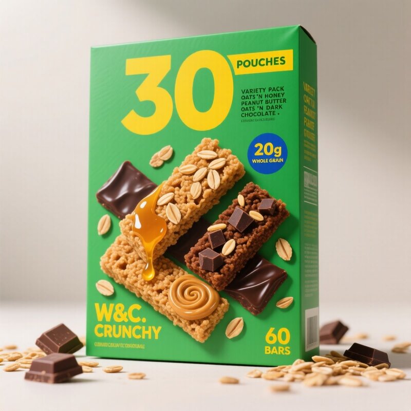 Granola Bars Bulk - Custom Formula 60 Bars 20g Whole Grain No Artificial Additives