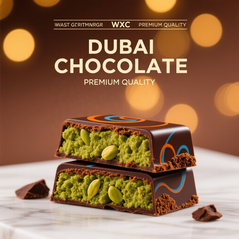 Dubai Knafeh Chocolate Bar - 7oz Pistachio Belgian Chocolate Elegant Gift Box