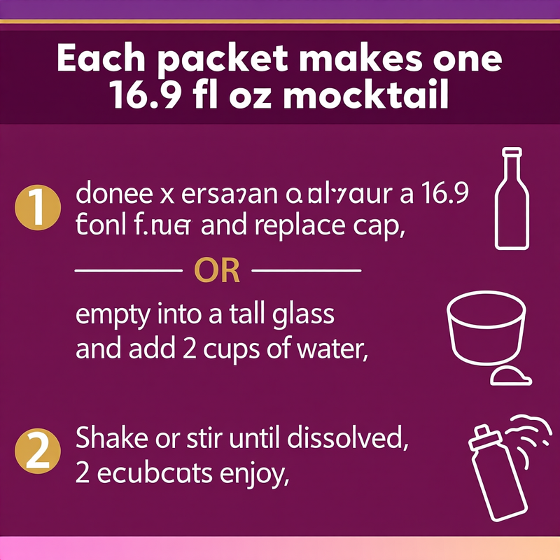 Fruity Long Drink Mix - Variety Pack 9 Single Serve Powdered Drink Mix Bags Per Box