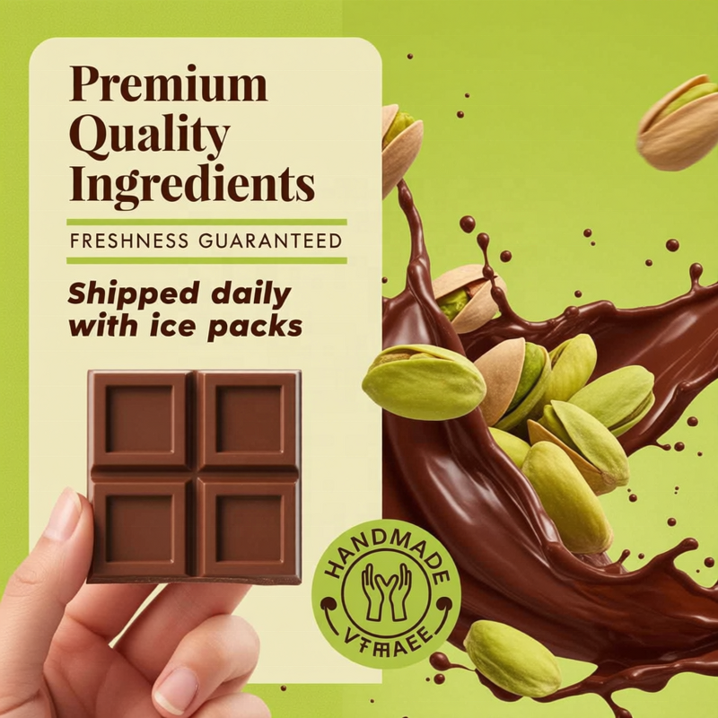 Dubai Knafeh Chocolate Bar - 7oz Pistachio Belgian Chocolate Elegant Gift Box