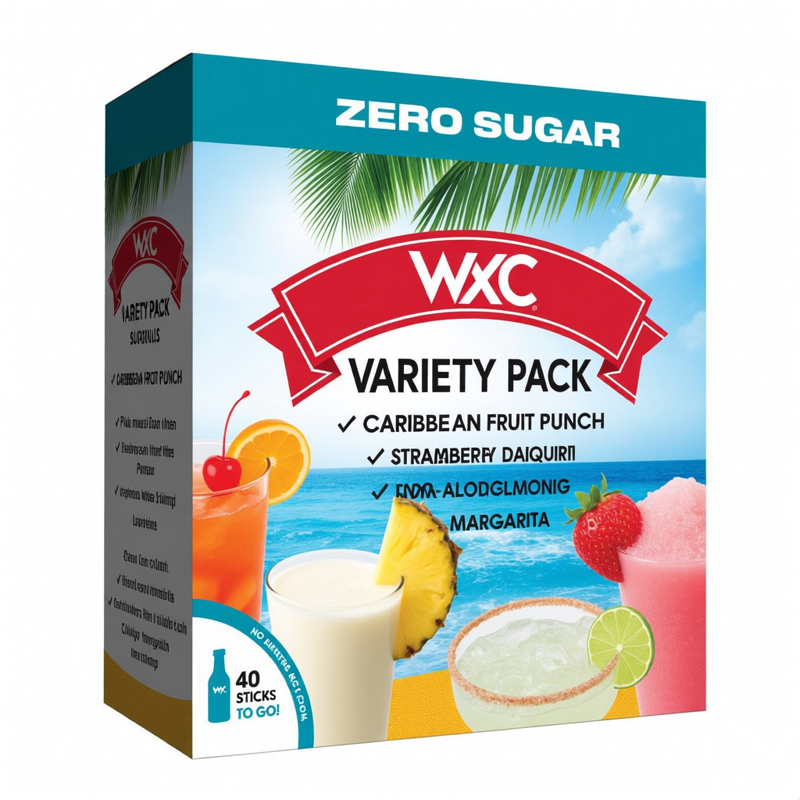 Cocktail Mixer Variety Pack - 4 Flavors Punch Pina Colada Strawberry Daiquiri 40 Pack
