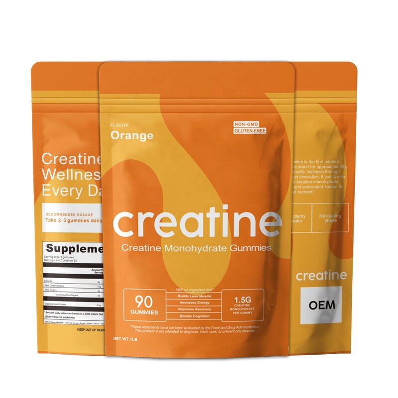 Creatine Monohydrate Gummies - 90 Count Vegan Non-GMO 1.5g Focus Strength Endurance