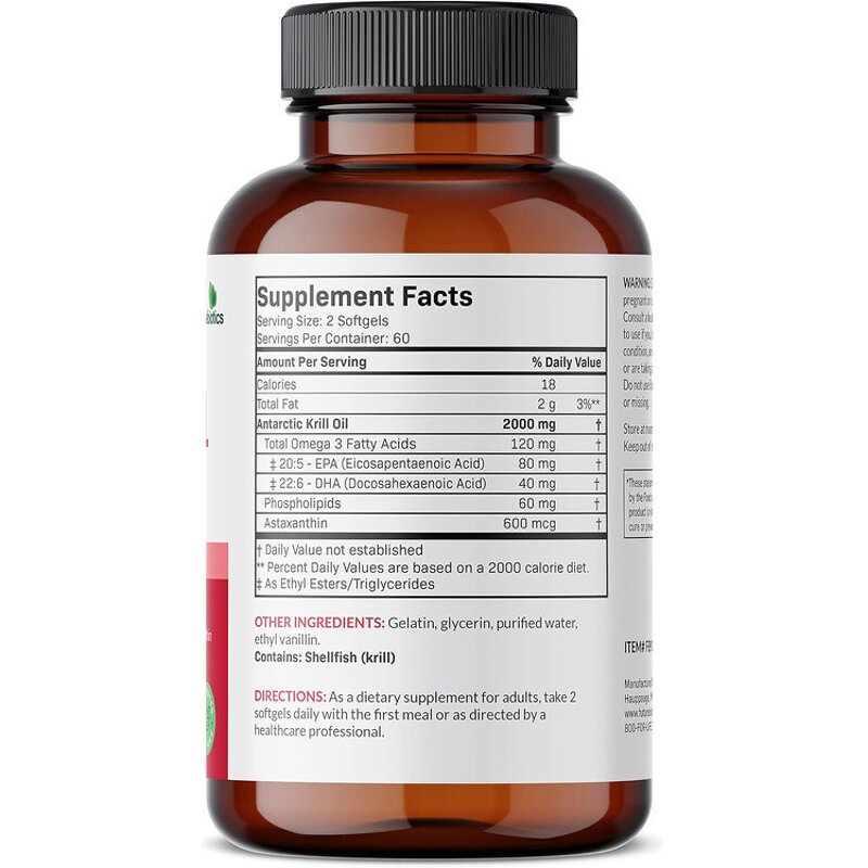 Omega 3 Krill Oil Softgels - Adult Immunity Digestive Health Supplement