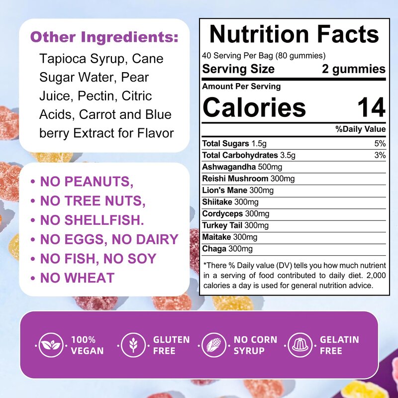 Ganoderma Mushroom Gummies - OEM Organic Herbal Energy Drink Supplement