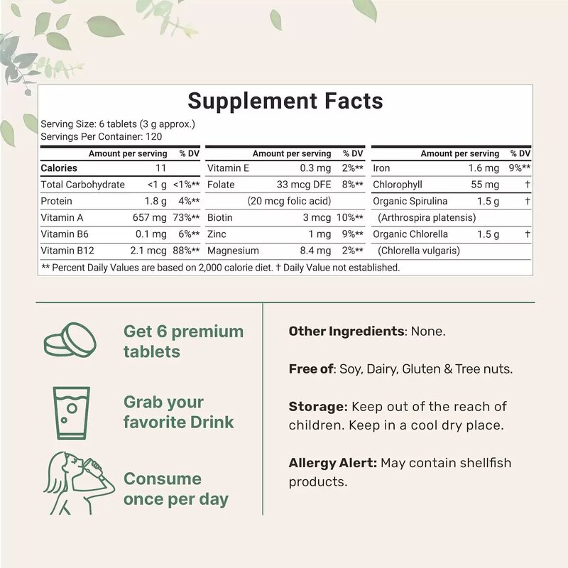 Spirulina Chlorella Tablets - 2025 Factory Wholesale Organic Dietary Supplement