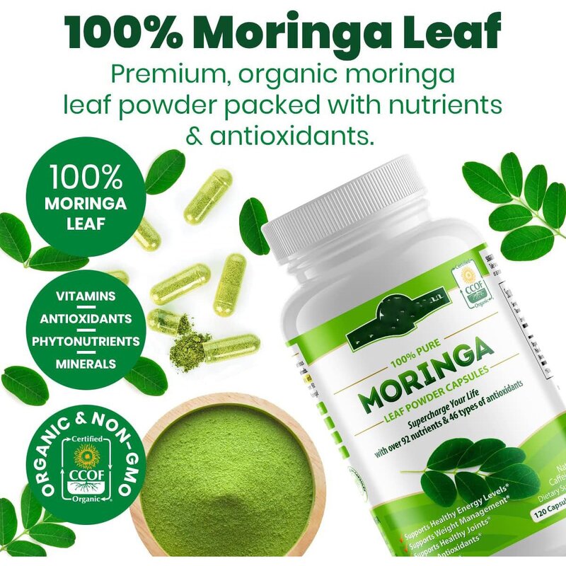 Organic Moringa Capsules - Free Sample Energy Metabolism Immune Antioxidant Pills