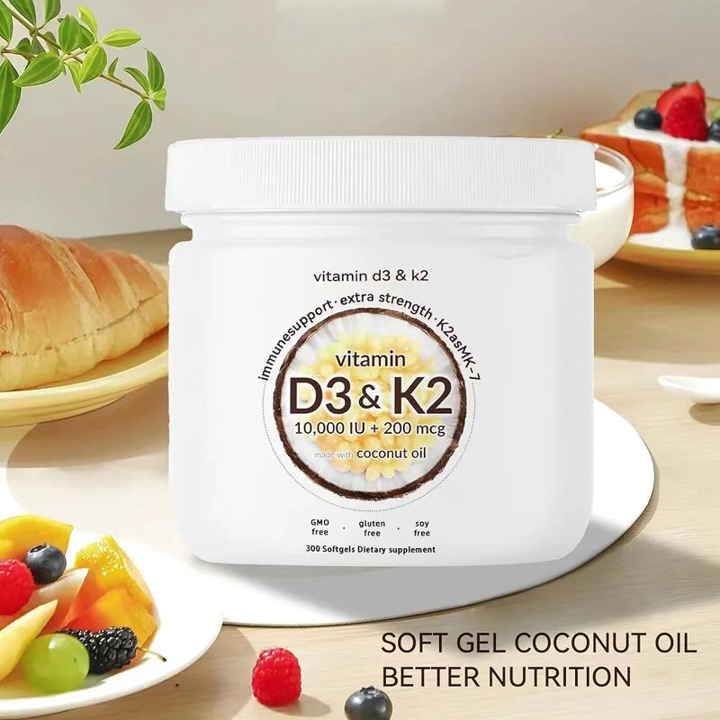 Vitamin D3 K2 Softgels - OEM 10000iu Coconut Oil Immune Support Supplement