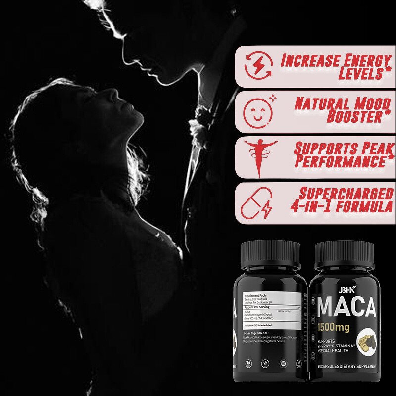 Organic Maca Root Capsules - Men Adult Energy Stamina Immunity Herbal Supplement