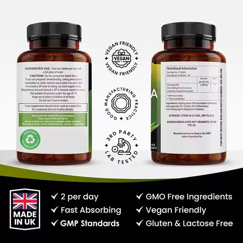 Ashwagandha KSM 66 Capsules - ISO Factory Fast Delivery Root Seed Multiple Packaging