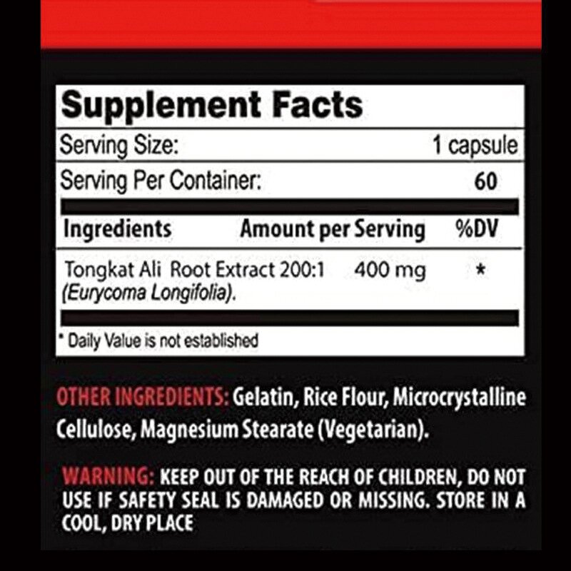 Tongkat Ali Capsules - Eurycoma Longifolia Men Energy Strength Adults Only