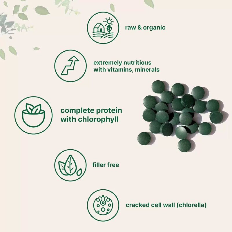 Spirulina Chlorella Tablets - 2025 Factory Wholesale Organic Dietary Supplement