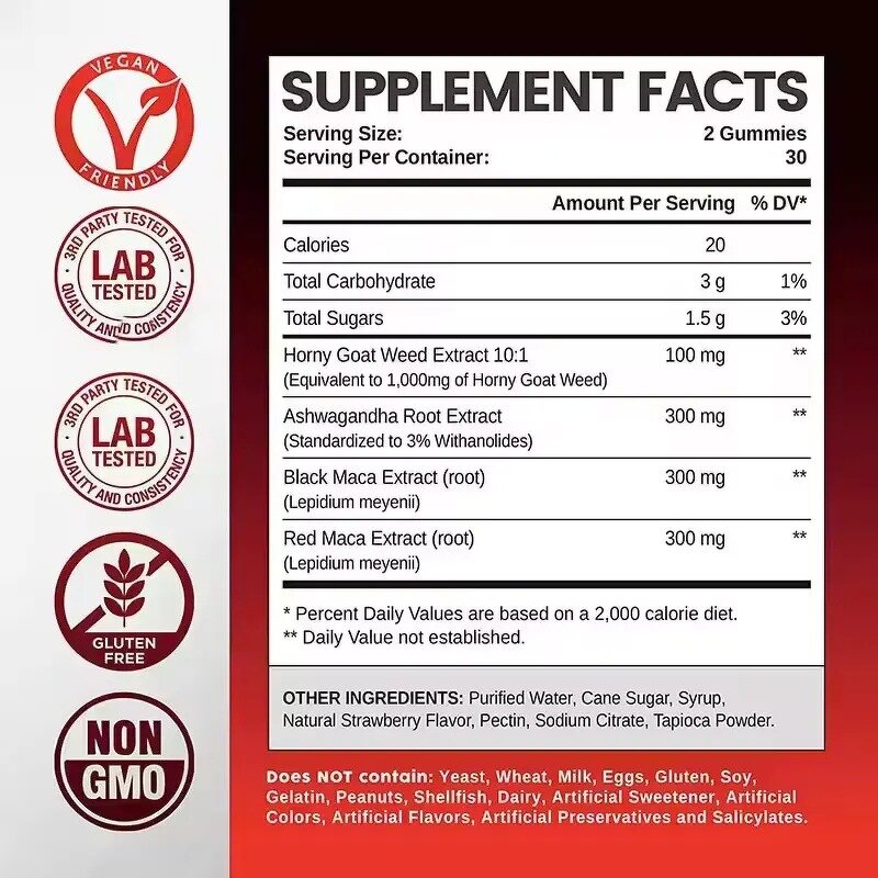 Maca Energy Gummies - OEM Adult Immune Support Custom Excluding Pregnant Women