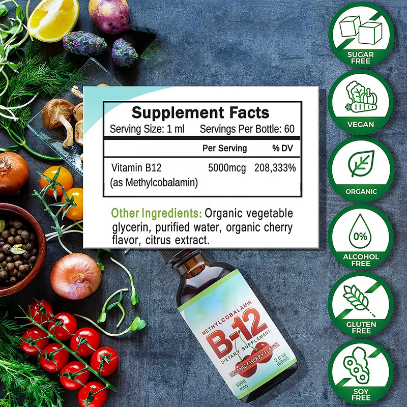 Vitamin B12 Drops Manufacturer - Natural Organic 5000mcg for Energy Mood