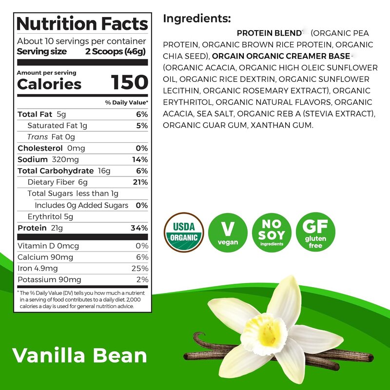 Plant Based Protein Powder Manufacturer - Organic Vegan 21g Protein 6g Fiber