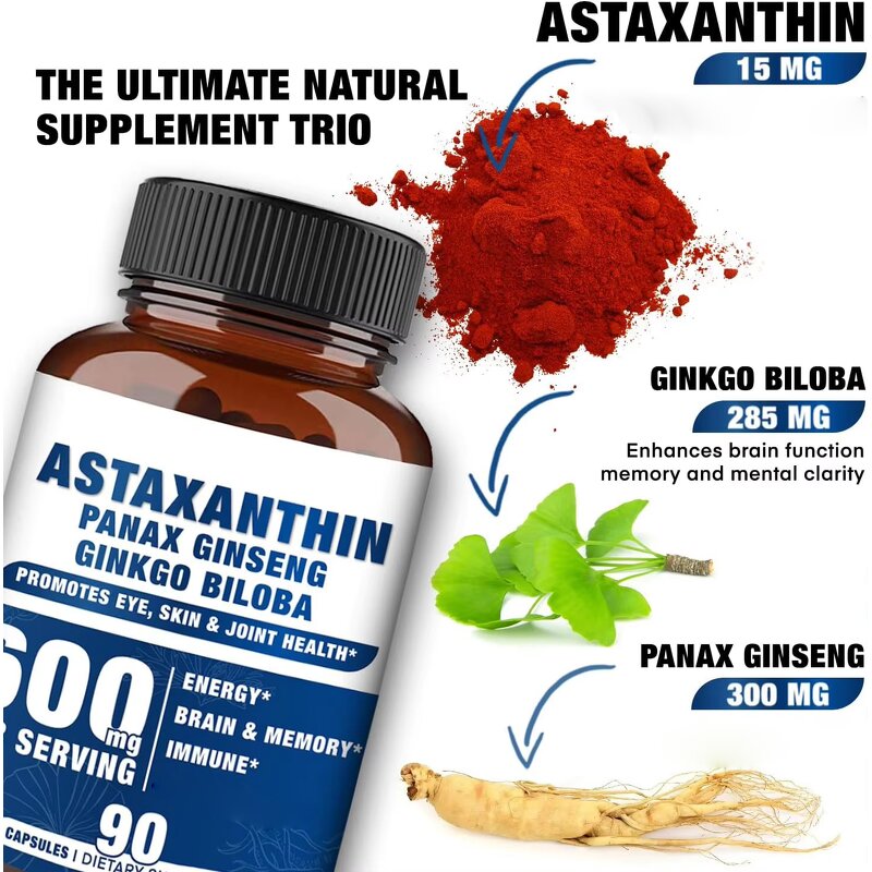 Astaxanthin Capsule Manufacturer - Organic with Panax Ginseng for Energy Brain & Private Label