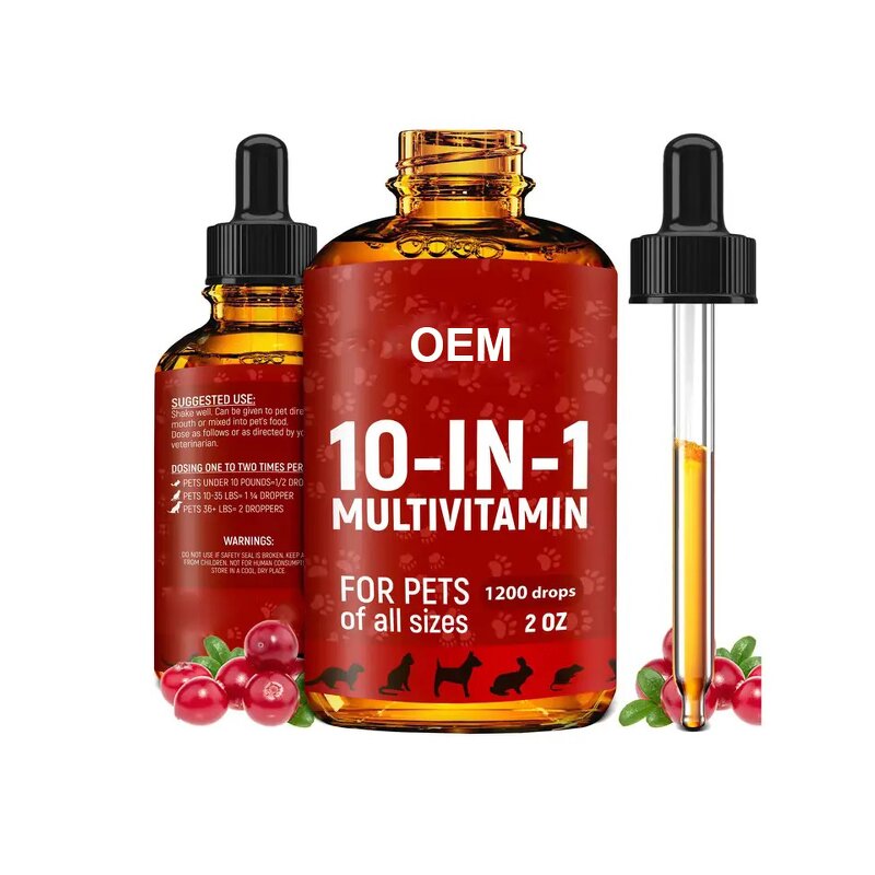 Pet Multivitamin Liquid Drops Manufacturer - 10 in 1 Cranberry for Pets & OEM
