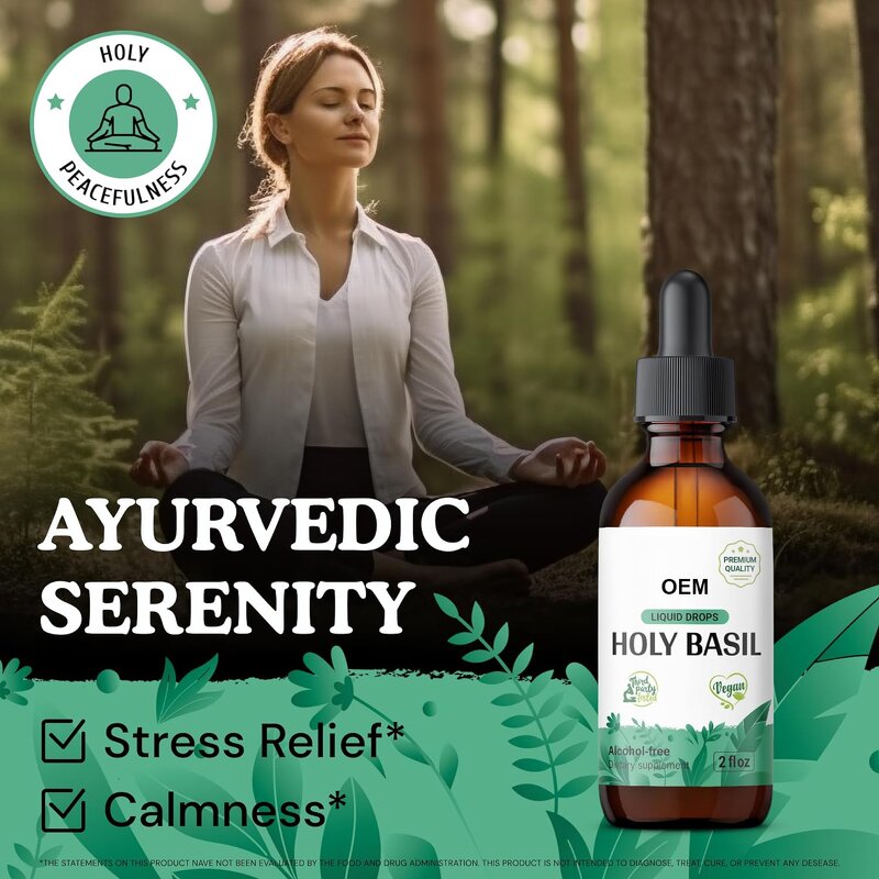 Holy Basil Extract Liquid Drops Manufacturer - Organic for Calmness & OEM Best Selling