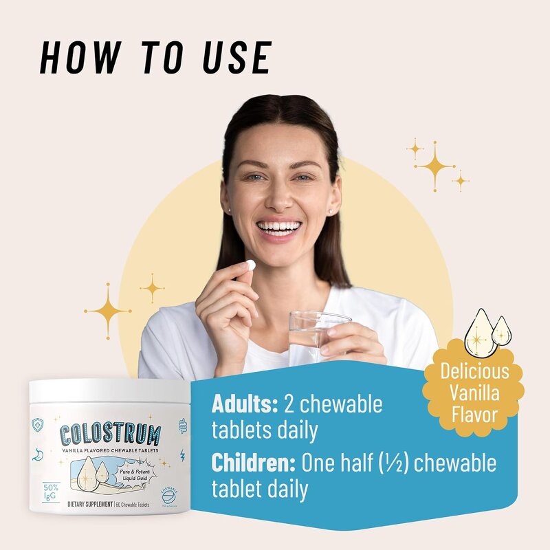 Bovine Colostrum Chewable Tablets Manufacturer - 50% IgG for Gut Health