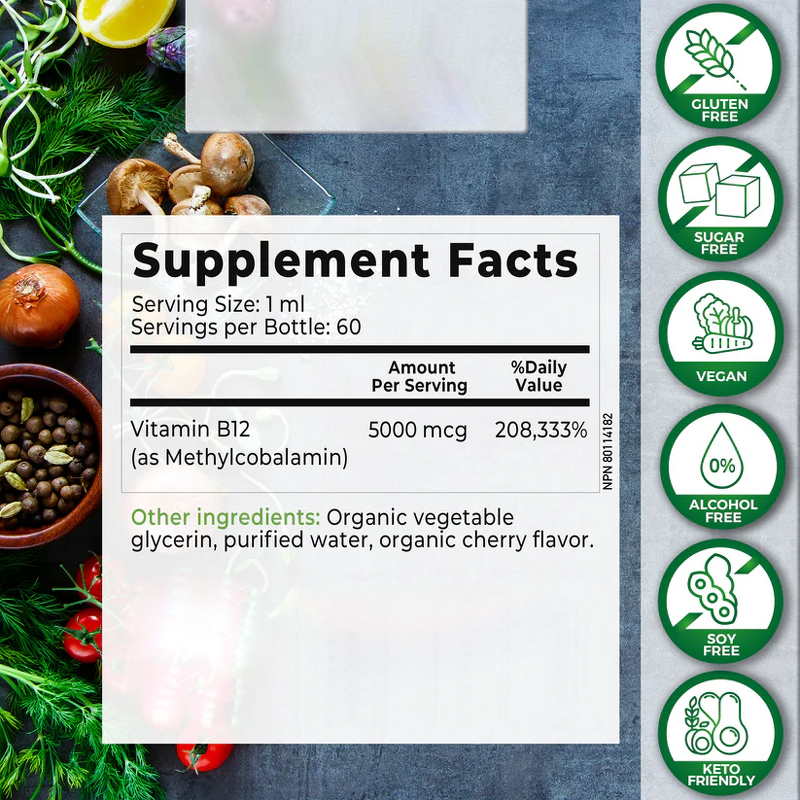 Vitamin B12 Liquid Drops Manufacturer - Organic 5000mcg Extra Strength for Focus