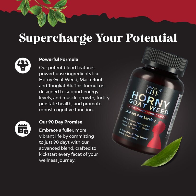 Horny Goat Weed Maca Capsules - Epimedium Men Women Performance Support