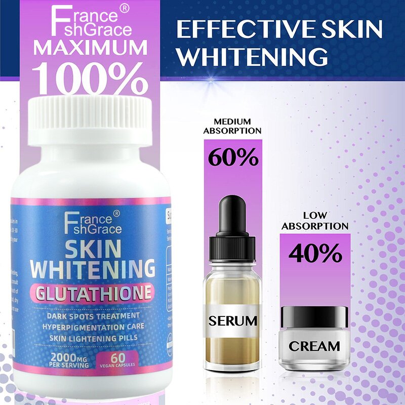 Skin Whitening Capsules - 60 Count Dark Spots Melasma Men Women Supplement