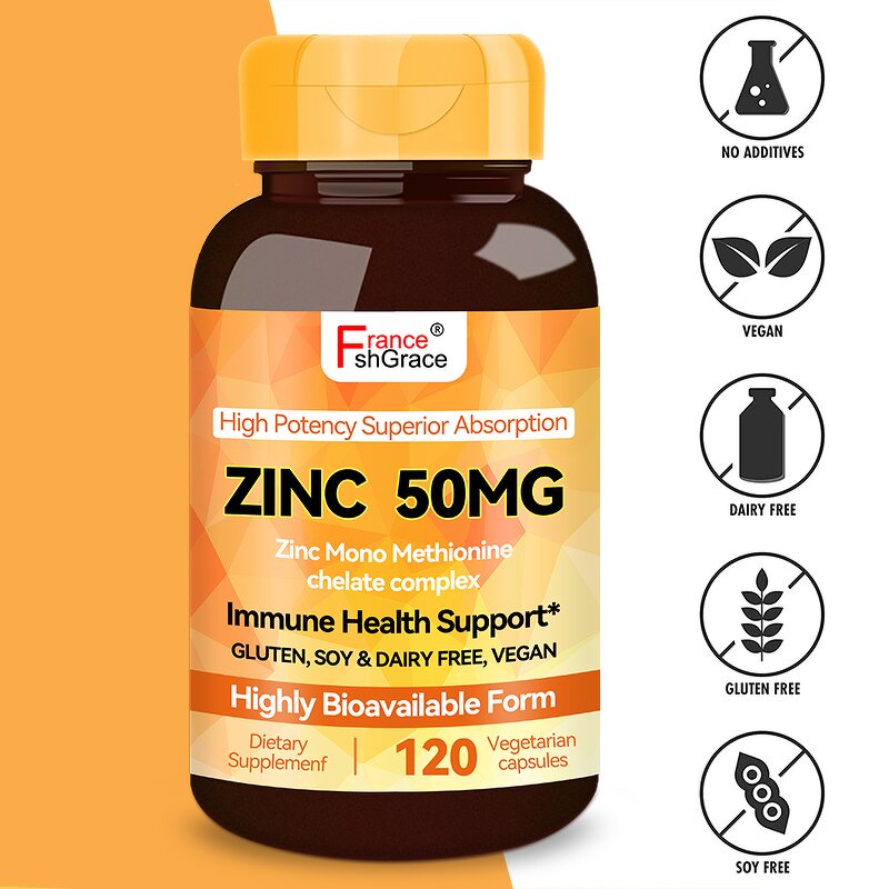 Zinc Capsules - Mono Methionine Chelate Immune Health 120 Count Adult