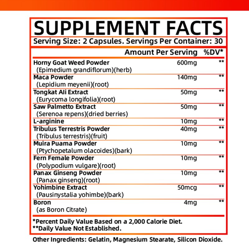 Horny Goat Weed Capsules - Maximum Strength Blood Flow Support Supplement