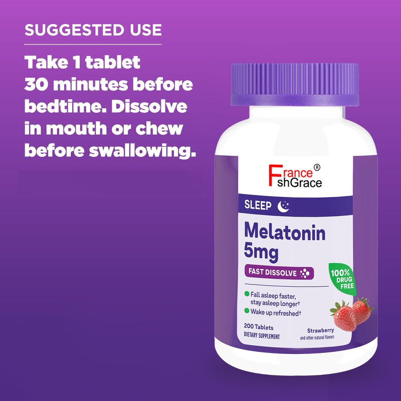 Melatonin Tablets - 200 Count Sleep Health Organic Plant Extract Men Women