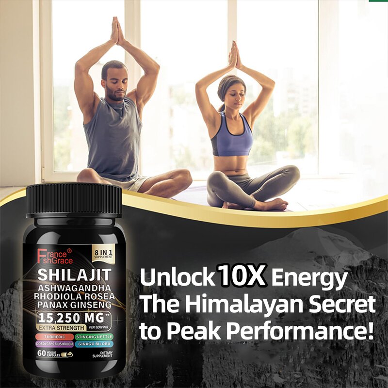 Shilajit Capsules - Sea Moss Ashwagandha Tongkat Ali Boron Magnesium Men 60 Count