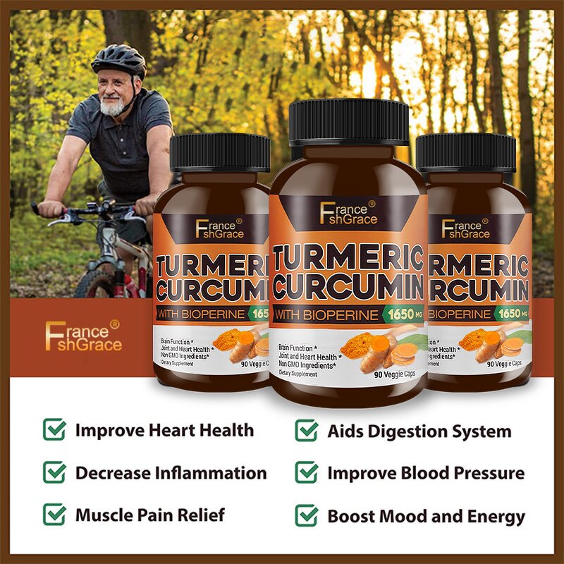 Turmeric Curcumin Capsules - Brain Joint Heart Health Standardized Extract