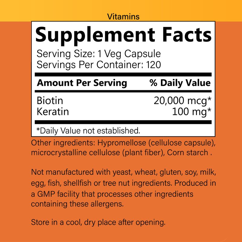 Biotin Keratin Capsules - Healthy Hair Skin Nails Support Supplement